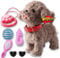 Walking Barking Dog Toy Singing Puppy Set, Repeat What You Say Teddy with Control Leash Electronic Dog, Touch or Voice Control Realistic Musical Dancing Animated Pet for Toddler