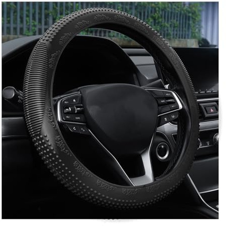 Bittwee Steering Wheel Cover, Car Silicone Steering Wheel Protector, Anti-Slip Soft Odorless Wheel Covers, Universal 14-15 Inch Steering Wheel, Automotive Interior Accessories (Black)