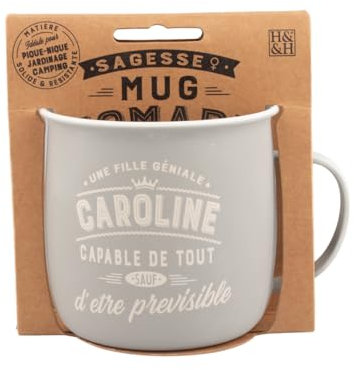 Mug Nomade - Mug à thé et café personnalisé Caroline - Cadeau pour Femme, Couleurs Pastel.