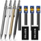 OFFCUP Druckbleistift Set, 4pcs 0.7mm Metall Mechanische Stifte, Metall Bleistifte mit 4 Tuben HB Bleistift Minen und 2 Stücke Radiergummis, für Studenten, Schreiben, Zeichnen