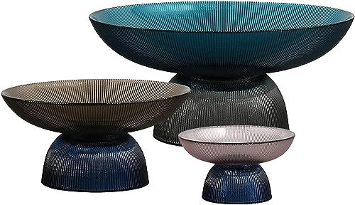 Bol à fruits, Saladier, Ensemble de 3 bols à fruits décoratifs sur pied rond, pièce maîtresse, bol décoratif en verre, bol d'exposition de fruits | Plat de fruits, | Pièce maîtresse de table de cuisin