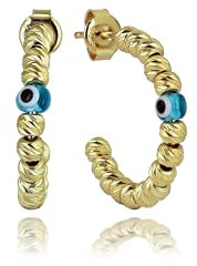 Damen Ohrringe 925 Silber Nazar Dorika echte 14k vergoldung