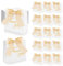 50 Stück Geschenktüte mit Schleifen, SHAIDOJIO Klein Geschenktüte mit Hellgold Seidenband Geschenktüte Papier für Partys Feste Hochzeiten Geburtstagstüten Hochzeitstüten Brautjungferntüten-Weißgold