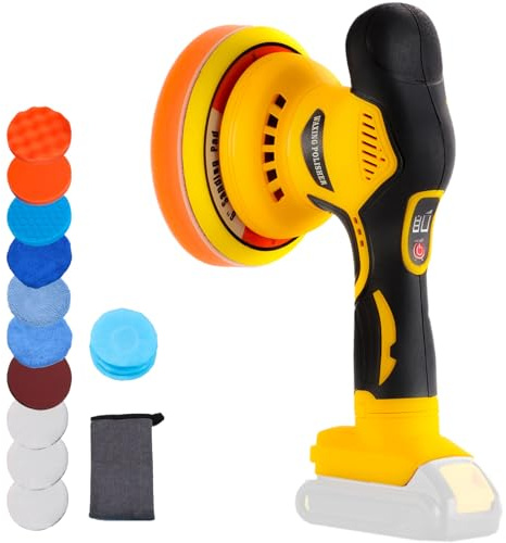 Alrigon Lucidatrice tampone compatibile con batteria Dewalt da 20 V, tampone orbitale senza fili, tampone orbitale da 15,2 cm, motore brushless per barca, lucidatura e ceratura auto (solo strumento