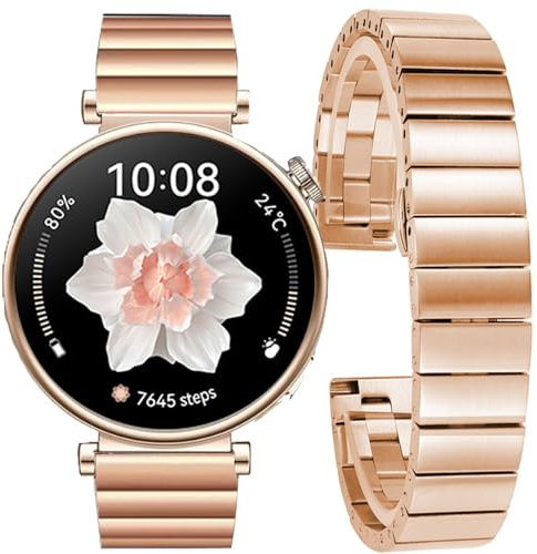 DEALELE Correas compatibles con Huawei Watch GT5 Pro de 42 mm, GT5 de 41 mm, GT4 de 41 mm, Fossil Q Venture Gen 4, para mujer, Gen 5E de 42 mm, correa de metal de acero inoxidable de 18 mm para mujer,