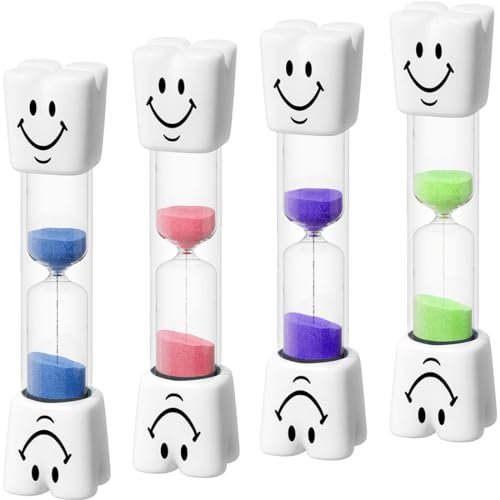 Hourglass Lot de 4 sabliers - pour Soins dentaires des Enfants, Cuisine, Bureau et Temps de Jeu, minuterie Hourglass pour Le Bureau, la Maison et Le Jeu