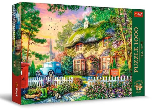 Trefl Premium Plus Quality - Puzzle Tea Time: Häuschen Stoney Lane - 1000 Elemente, Serie Gemalter Nostalgischer Bilder, Ideale Anpassung der Teile, für Erwachsene und Kinder ab 12 Jahren
