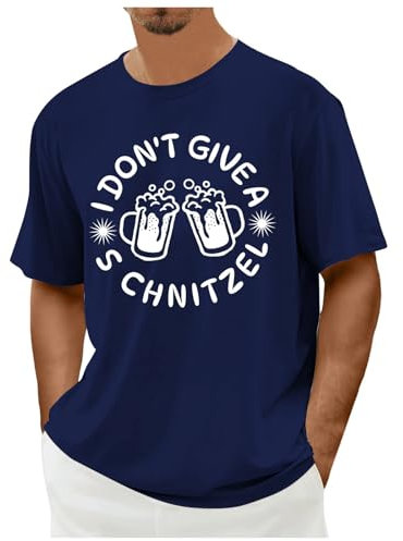 Männliche Sommer Casual Oktoberfest Print Hemd Bluse Kurzarm Rundhals T Shirt Tops Armbanduhr Mit Stoppuhr Oktoberfest Herren T-Shirt Bierfest Shirt Männer Trachten T-Shirt Herren (G-Navy, L)