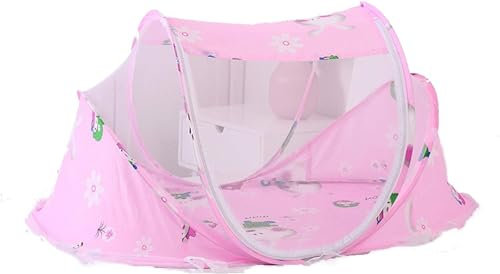 LZfLwJV Sommer Kinder Moskitonetz Tragbares Reisebett Moskitonetz Pop-up Klappzelt for den Außenbereich(Pink)