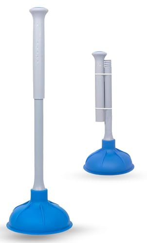 EVOKK Plunger for Bathroom Sink, & Drain - Plastic Handle with Blue Cup Sink Plunger, Unblocker Cleaner Pump for Home, Toilet, Kitchen, Bathtub, Shower and Drains.