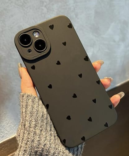 Jusnfu for iPhone Xs Max Case 6.5 Inch 2018, Aesthetic Love Hearts Print Phone Case for Women Girls Men, Slim Silicone Protective Phone Cover for iPhone Xs Max, Black Love Hearts