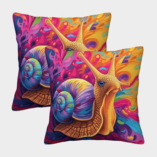 KWFYBEHZ Dekokissenbezug 2er-Pack 45x45cm Kissenbezug Schnecke Sofakissenbezug Schönes Dekokissen Cartoon-Stil Kissen Quadratisch Sofakissen Outdoorkissen Dekokissen