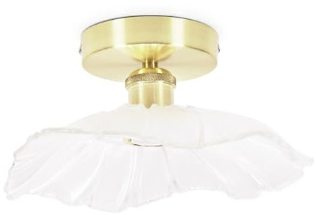 ValueLights | Gold Flush Ceiling Light Fitting with Clear Glass Flower Shade | Close-to-Ceiling Lights, Home Décor & Improvement Essential