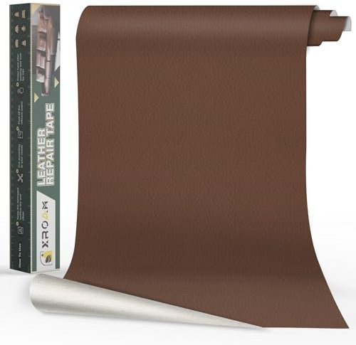 Xroam Kunstleder Selbstklebend, 40x100 cm Leder Patch Selbstklebend, Leder Reparatur Set Braun, Lederflicken Selbstklebender Leder Patch Kit für Sofa, Autositze, Taschen, Jacken