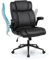 Ermnois Executive Office Chair, Ergonomic Home Office Desk Chair with Wheels, Thicken Armrest and Lumbar Support, Upholstered PU Leather Mid-Back for Living Room, Make-up, Studying and Gaming