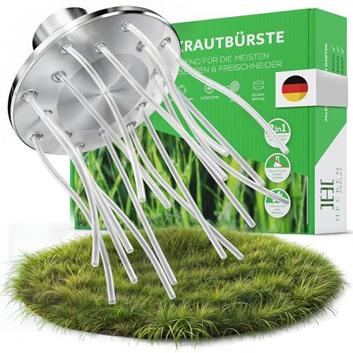 Heckenpracht® Profi Unkrautbürste für Freischneider groß | inkl. 30m stabilem Nylon-Faden | Untergrundschonende Wildkrautbürste für Motorsense | 25,4mm Bohrung | Freischneider Zubehör