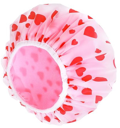 Ymapinc Pink Shower Cap, Large Terry Cloth Lined Pink Shower Bath Hat with Comfortable Elastic Band, Double Layer Design, Hotel Travel Essentials Accessories Cleaning Supplies