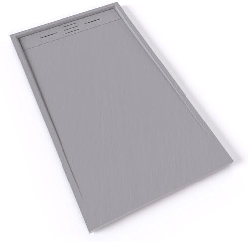 HIEMAL Receveur de douche 80 x 140 cm résine Gris aspect ardoise + bonde incluse - Salle de bain