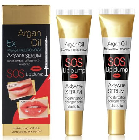 Lip Plumper Serum,2pcs Lip Plumper Essence,Lip Maximizer Hyaluronic Lip Enhancer,Transparent Lipgloss für voller Wirkende Lippen,Feuchtigkeitsspendende,Lippenpflege,Lip Repairing, Extremes Volumen