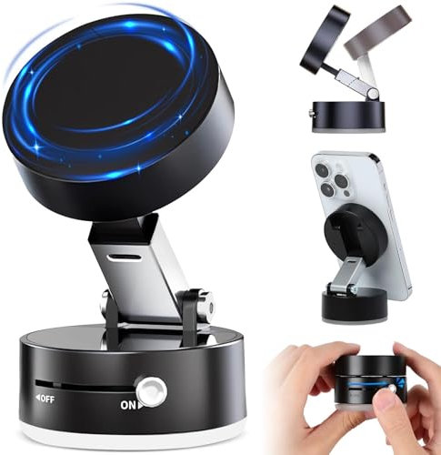 Mzzsveuy Vacuum Magnetic Suction Phone Holder, 360°Rotatable Vacuum Magnetic Car Phone Holder, Suction Phone mount for Car/Mirror/Gym/Kitchen/Office/Smooth Surface