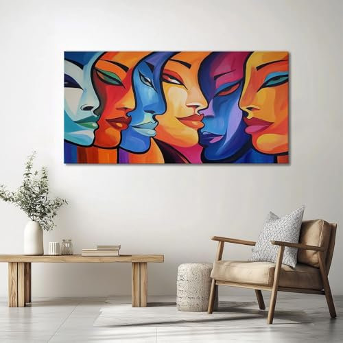 Wandbilder Wohnzimmer Groß 120x60 cm, Abstraktes Weibliches Gesicht Leinwand Bilder, Ölmalerei GemäLde Kunstdruck, Wanddekoration für Schlafzimmer Flur Büro Esszimmer