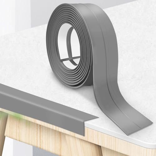 Hengrongshen Battiscopa PVC Adesivo Autoadesivo 20 mm x 20 mm x 18 m, Impermeabile Antimuffa per Cucina Bagno Garage, Facile Installazione, Grigio