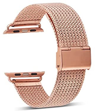 LPMPCZKZGF Banda De Metal Milanés 42mm 44mm Compatible Con Apple Watch 6 / SE / 5/4 / 3/2 / 1 38mm 40mm Correa De Reloj De Acero Inoxidable Compatible Con IWatch SE / 7 41mm 45mm Watch strap(Rose gold