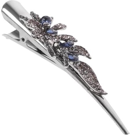 BESTYASH Große Strass Haarspange aus Metall und Kristall mit Silbernem Alligator Design Eleganter Retro Haarclip für Besondere Anlässe und Tägliche Accessoires für Mädchen