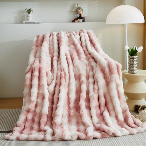FASCINATDECO Kuscheldecke Flauschig Decke - 130x160cm Bubble Decke Sofadecke Couchdecke für Wohnzimmer Deko Tagesdecke Blanket, Weiche Wohndecke Flauschige Decke als Wohn- & Kuscheldecken