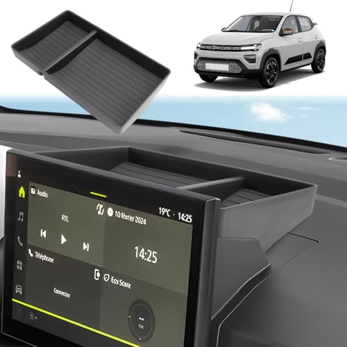 GAFAT Neu Facelift 2025 Dacia Spring Electric EV 2025 2026 Mittelkonsole Aufbewahrungsbox, Dacia Spring 2025 Hinter dem 10,1 Zoll Touchscreen Ablagen Organizer, Dacia Spring 2025 Zubehör
