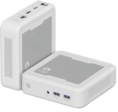 UDPTCP Mini PC, Ryzen 7 2700U, 2*DDR4 mini computer (4C/8T, fino a 3,8 GHz), mini computer desktop con luci colorate, WiFi5, BT4.2, USB3.0, 1000M LAN, Business Home Office, NO RAM NO SSD