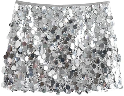 Glitzer Rock mädchen Glitzerrock Mädchen Pailletten Rock Elastischer Bund Funkelnde Glitzer Plissee Skorts mit Futter für Kinder Tanz Prinzessinnen 152