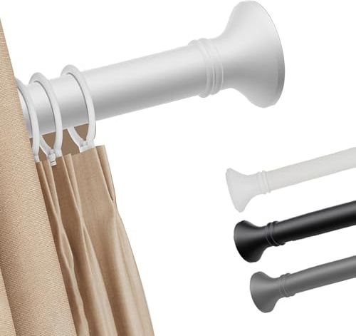 Teleskopstange Zum Klemmen 200-300 360-450 410-500cm Gardinenstange Ohne Bohren Lang Gardinenstange Vorhangstange, Teleskopstange Zum Klemmen Für Fenster, Dusche, Terrasse(Weiß,410-500cm)