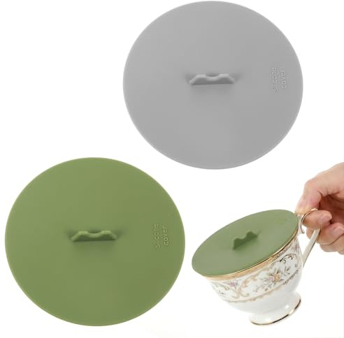 2 Pack Silicone Cup Covers, Multicolored Silicone Lids for Mugs Cups Teapots, Airtight Reusable Mug Lids for Coffee & Tea (Fits Most Mugs)