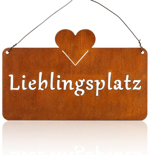 Lieblingsplatz Schild Outdoor | Gartendeko Rost Vintage | Wetterfestes Metall Gartenschilder für Draußen | Wanddeko Garten & Balkon Deko (25x16cm)
