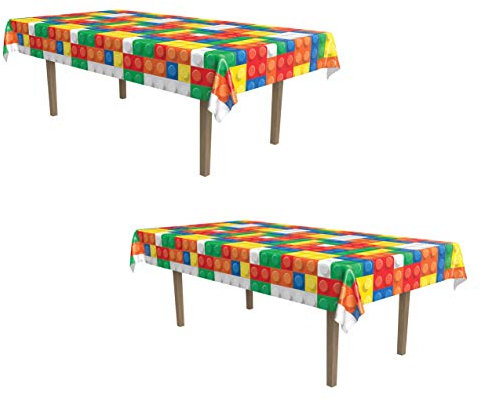Beistle 54947 2 Piezas Bloques de construcción Mesa Cubre, 54 x 108, Multicolor