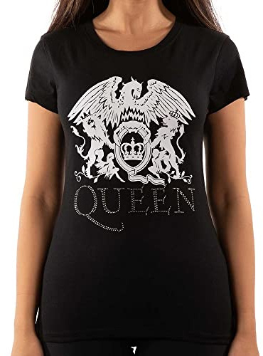 Queen Womens/Ladies Diamante Logo T-Shirt (XL) (Black)