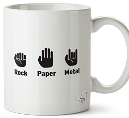 Hippowarehouse Rock Paper Metal Printed Mug Cup Ceramic 10oz