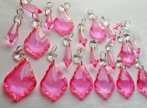 20 Hot Candy Pink Deep Rose Kronleuchter Tropfen Kristalle Tropfen Perlen Glas Prismen Lampe Licht Teile Tropfen Christbaumschmuck Ornamente Mädchen Handwerk Zubehör