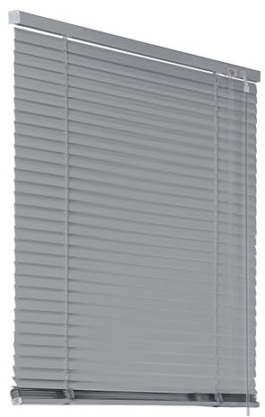 Deco4Me Alu Jalousie mit Bohren für Wand- & Deckenmontage (Silber, 90 x 220 cm) - Fenster Rollo mit Aluminium-Lamellen 25 mm breit - Venetian Blinds, Jalousetten, Lamellenjalousie, Lamellenrollo