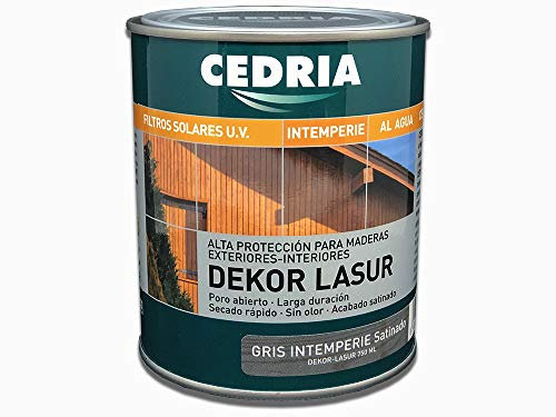 GRIS INTEMPERIE Lasur protector madera exterior al agua Cedria Dekor Lasur 750 ml