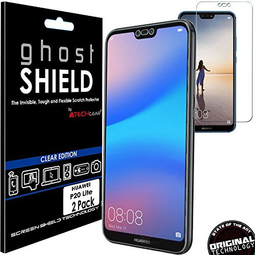 TECHGEAR [2 Pack] Screen Protectors to fit Huawei P20 Lite [ghostSHIELD Edition] Genuine Reinforced Flexible TPU Screen Protector Guard Covers with Full Screen Coverage inc Curved Screen
