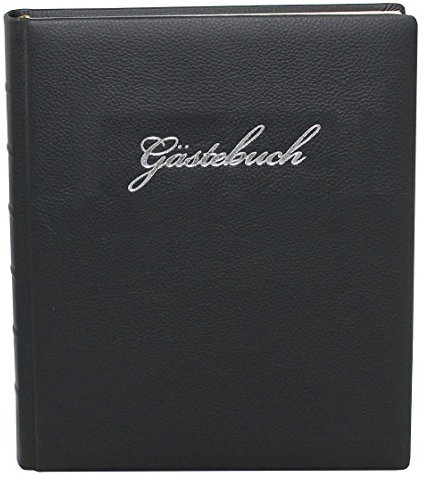 Gästebuch Leder schwarz mit Silberschnittblock und Prägung Gästebuch