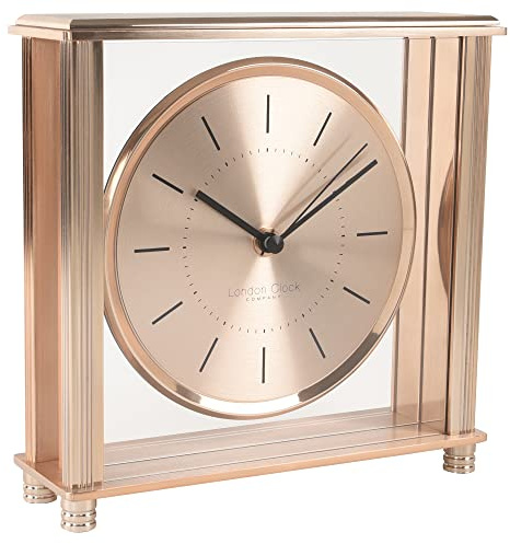 London Clock Square Gold Large Mantel Clock, 20 x 20 x 6cm