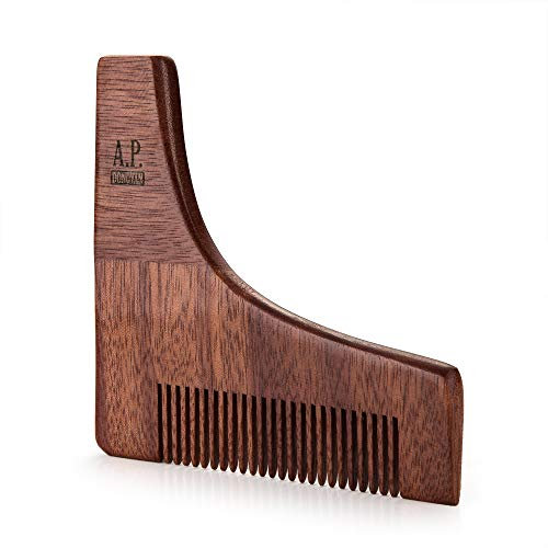 A.P. Donovan - Bart Schablone aus Holz | Bartkamm | Bart Styling | Rasur Schablone | Rasierhilfe für Männer | Bart Schablone mit Bartkamm