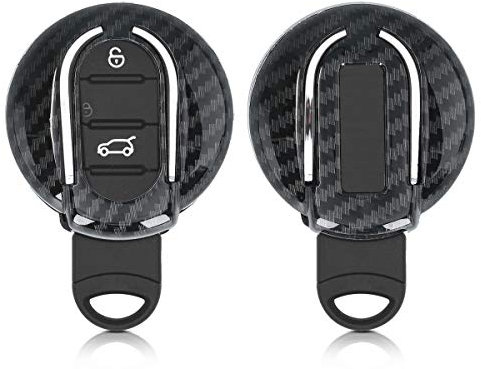 kwmobile Autoschlüssel Hülle kompatibel mit Mini 3-Tasten Smart Key Autoschlüssel - Hardcover Schutzhülle Schlüsselhülle Cover Carbon Schwarz
