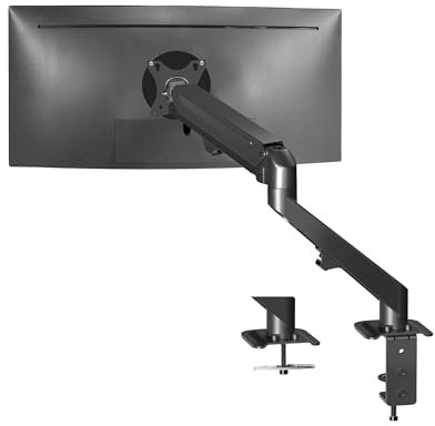 VIVO Articulating Single 17 to 27 inch Pneumatic Spring Arm Clamp-on Desk Mount Stand, Fits 1 Monitor Screen with Max VESA 100x100, Black, STAND-V101O
