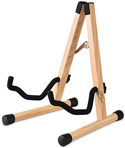 SNIGJAT Ash Wood Guitar Stand, Folding A-Frame Guitar Display Stand for Electric, Acoustic, Bass, Ukulele, Cello, Banjo, Mandolin