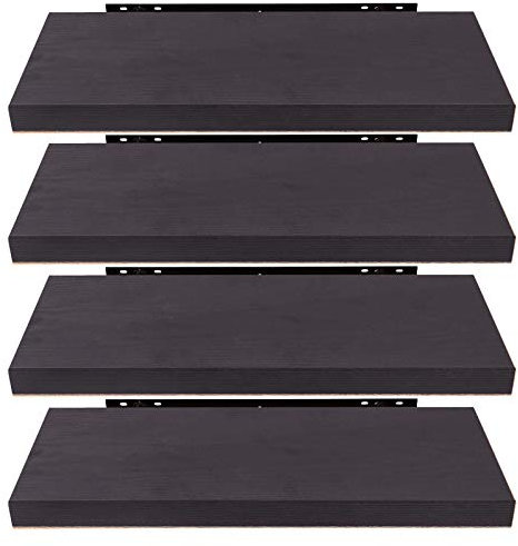 EUGAD Wandregal Wandboard 4er Set Hängeregal Holz Board Modern Schwarz Holzdeko 100x22,9x3,8cm 0127QJ-4