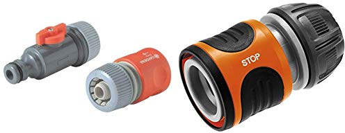 Gardena Perl-Regner-Anschlussset: Armaturenausstattung Perl-Regner, Anschlussstück und Wasserstop & Wasserstop 13 mm und 15 mm : Steckverbinder mit Aquastop, Powergrip
